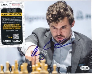 Foto firmata Magnus Carlsen autografata 8x10 JSA COA Chess Grandmaster - Foto 1 di 1