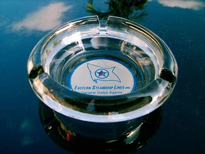 VINTAGE EASTERN STEAMSHIP LINES INC. GLASS ASHTRAY REPLACEMENT WITH STAR FLAG - Picture 1 of 12