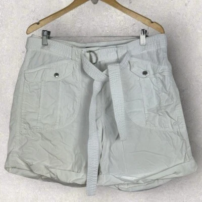 Ralph Lauren White Belted High Rise Shorts Womens Size 14 Cuffed Cotton Minimal Foto 1 de 4