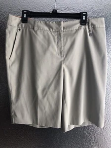 Cutter & Buck Midrise Long Leg Shorts Size 14 Light Khaki Lightweight Pockets - Picture 1 of 13