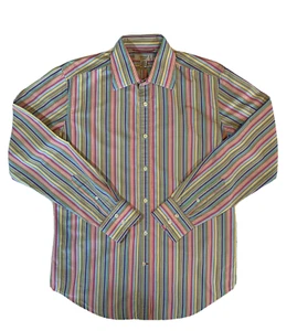 Camisa Guess Para Hombres Mediana Botón Frontal Manga Larga Multicolor Rayas Informal M De Colección - Imagen 1 de 12