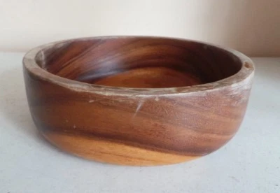 Gran Rústico Una Pieza Tallada a Mano Teca Lisa Ensalada Tazón Almacenamiento Hogar Decoración Foto 1 de 4