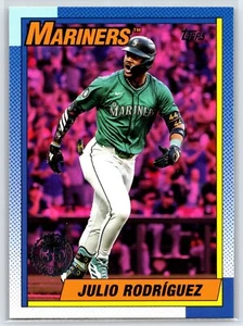 2025 Topps Serie 1 Julio Rodríguez 1990 Aniversario Rosa Paralelo Marineros #T90 - Imagen 1 de 2