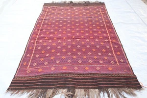 6x4 ft Antique Kilim Rug, Authentic Afghan Handmade Soumak Kilim Wool Area Rug - Picture 1 of 15