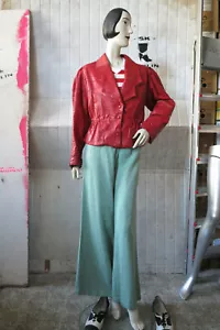 Damen Lederjacke Patchwork rot echt Leder 80er True VINTAGE 80s leather jacket - Bild 1 von 12