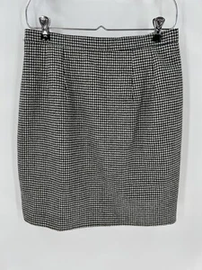 J. McLaughlin Vintage Rock Damen 10 schwarz weiß Hahnentritt Wolle kurz gefüttert - Bild 1 von 15