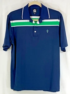 FootJoy Mens XL Short Sleeve Blue Green White Stripe Polo Golf Shirt - Picture 1 of 9