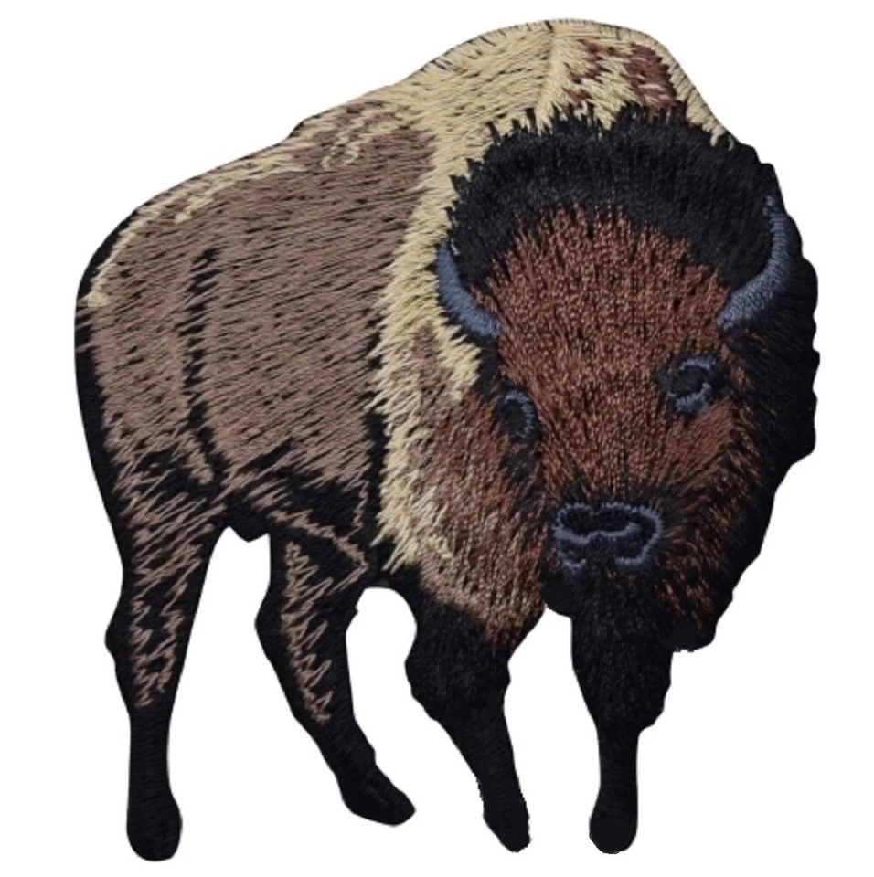 Buffalo Applique Patch Bison North American Animal Embroidered Badge 3" Iron On - Image 1 of 1
