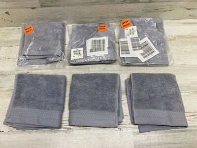 Juego de 6 paños Hudson Park de lazo largo de algodón egipcio (6) gris moteado nuevos Foto 1 de 4