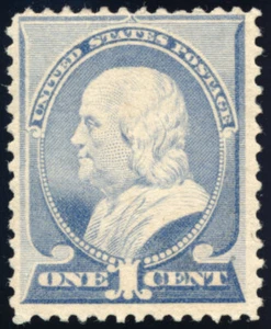 US 212 1¢ 1887 Benjamin Franklin Fine Unused OG Hinged - Picture 1 of 2