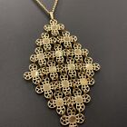Vintage Sarah Coventry golden petals flower Chain Bib large pendant Necklace 18”