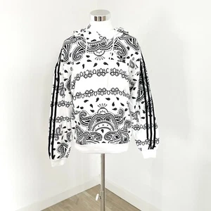 Adidas Originals Womens Paisley Pullover Hoodie Long Sleeve White Black Size XS - Picture 1 of 12