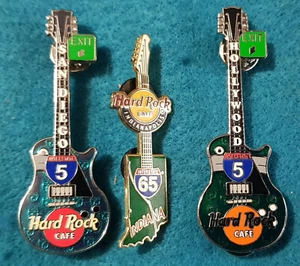 SET S DIEGO HOLLYWOOD INDIANAPOLIS HIGHWAY SIGN GUITARS Hard Rock Cafe 3 PIN LOT - Picture 1 of 1