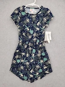 NWT LulaRoe Girls Mae Dress w/Pockets Blue/Green Disney Nightmare B4 Xmas 4 - Picture 1 of 7