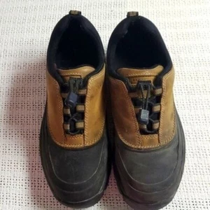 Lands' End Talla 8 botas de pato impermeables de cuero marrón con cierre ceñido - Imagen 1 de 10