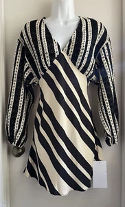 Never Fully Dressed NWT Sz 2 Crocheted Contrast Striped Fit Flare Dress Hippie - Picture 1 of 5