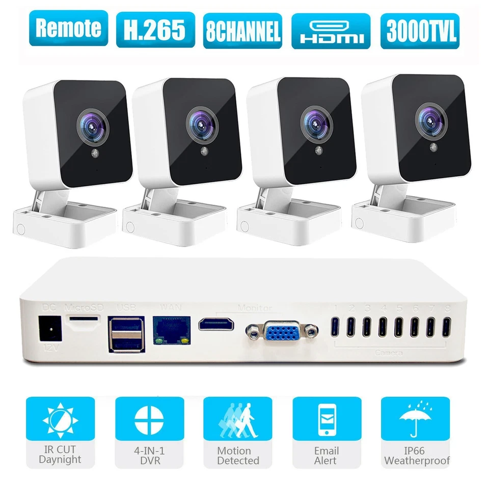 XVIM 8CH 1080P Surveillance Camera System 1920TVL Outdoor Camera CCTV IR Night