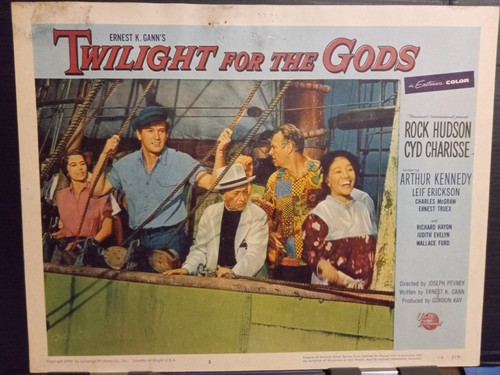 Lobby Card 1958 TWILIGHT FOR THE GODS Rock Hudson Cyd Charisse sinking ...