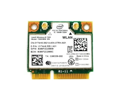 Intel Wireless-N 7260 WLAN WiFi 802.11 a/b/g/n BT 4.0  PCI-E Y74H6 - Image 1 of 2