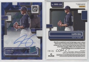2022 Donruss Optic Navy Blue Cracked Ice Prizm /35 Luis Gil Rookie Auto RC