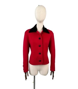 Vintage 70s Women's SAINT LAURENT Blazer Jacket Wool Red Size 38 - Picture 1 of 11