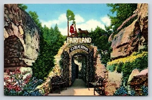 Postcard Entrance To Fairyland Caverns In Rock City Gardens Lookout Mountain TN - Picture 1 of 2