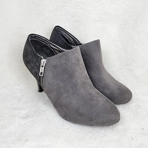 Dexflex Women's Gray Faux Suede Shimmer High Stiletto Heel Ankle Booties Size 6W - Picture 1 of 11