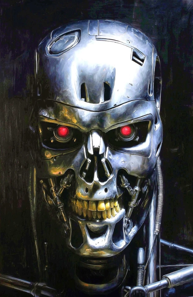THE TERMINATOR T-800 ENDOSKELETON RETRÔ FICÇÃO CIENTÍFICA ARTE FOSCA IMPRESSÃO 11 X 17, NOVO - Imagem 1 de 1