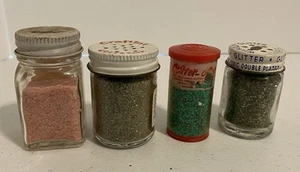 Vintage Glitter 2 Inch Jars Metal Shaker Lids  Lot Of 4  Multi Color Lot - Picture 1 of 3