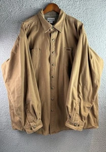 Y2K Carhartt S96BRN Shacket da lavoro foderato in flanella a scatto in tela taglia uomo 2XL alto - Foto 1 di 6