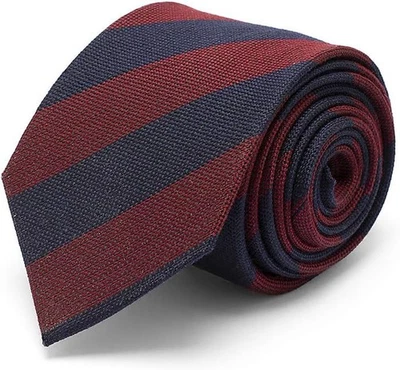Cravatta Uomo Elegante in Lana e Seta | Cravattino per Bordeaux Strisce  - Immagine 1 di 4