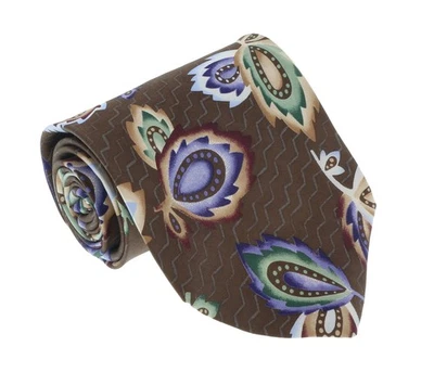 Missoni U1452 Brown/Blue Chinoiserie 100% Silk Tie - Image 1 of 4