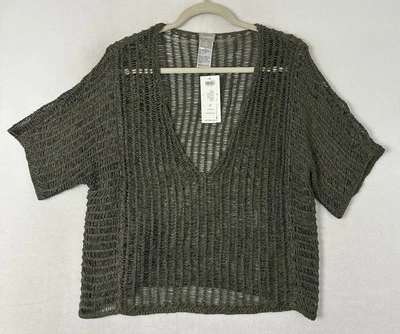 Suéter para mujer Chico’s cuello en V suéter punto abierto oliva profundo talla 0 nuevo con etiquetas Foto 1 de 4