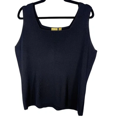 Camiseta sin mangas Caslon, talla 1X, punto negro, cuello cuadrado, talla grande, usada en excelente estado Foto 1 de 4