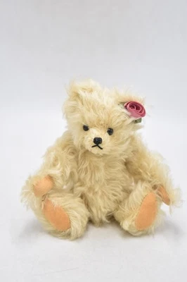 Vintage Hermann Mohair Teddybär 15 cm vollgelenkt, blondes Mohair, Sammlerstück - Bild 1 von 4