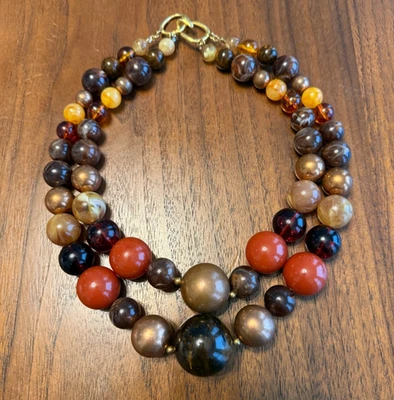 Collar de colección Les Bernard Lucite resina imitación ámbar imitación ojo de tigre grueso boho Foto 1 de 4