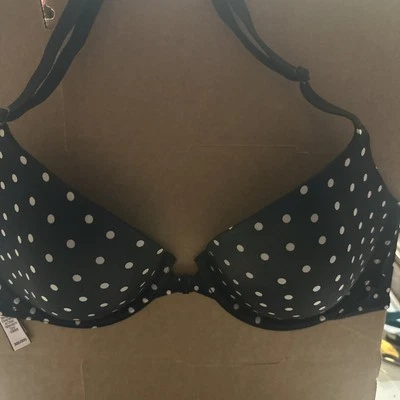 Victorias Secret Black With White Dots 32D Bra - Image 1 of 4