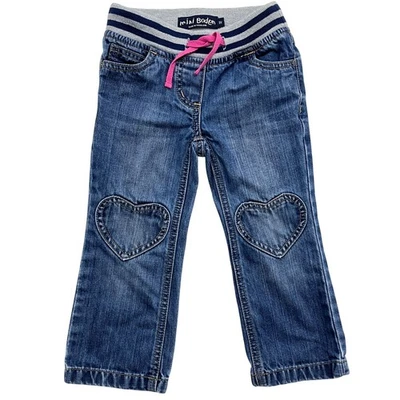 Baby мини Boden сердце нашивка без застежек эластичный пояс джинсы размер 3Y девочек розовый синий - Изображение 1 из 4