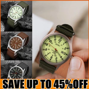 High Quality Men's Army Military Wrist Watch Leather Quartz Analog Wrist Watches - Picture 1 of 15