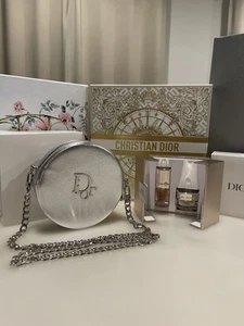 DIOR Beauty Silver Round Makeup Pouch New In Box And Dior Serum Gift Set - Picture 1 of 5