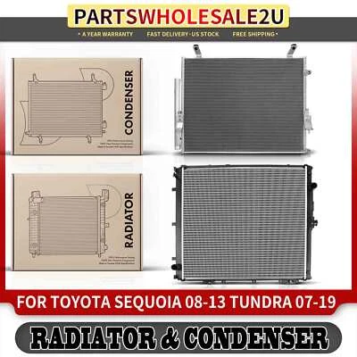 Kit de radiador y condensador de aire acondicionado de 2 piezas para Toyota Tundra 2007-2019 Sequoia 2008-2013 Foto 1 de 4