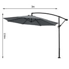 3m Garden Parasol Outdoor Hanging Sun Shade Banana Umbrella Cantilever With Base