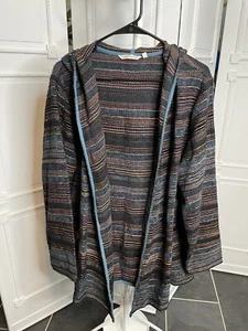 Soft Surroundings 1X Multicolor Jacket Cover Up Fall Autumn Hooded Beautiful - Picture 1 of 11
