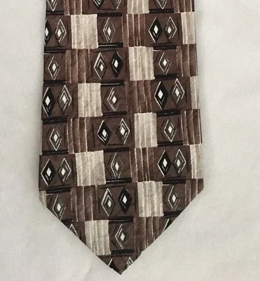 Pierre Cardin Brown Geometric Print 4 X 58" Necktie Tie - Image 1 of 2