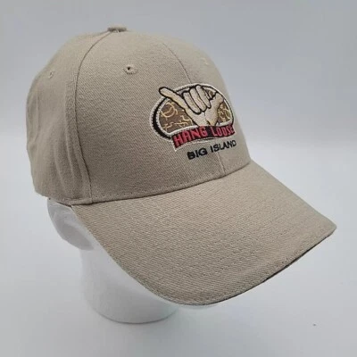 Sombrero Colgante Suelto Big Island Hawaii Beige Hawaiano Shaka Souvenir Gorra Elástica Aloha Foto 1 de 4