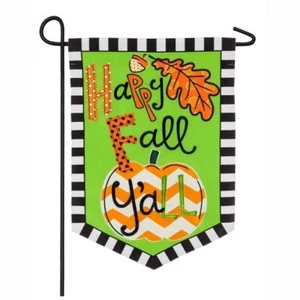 Happy Fall Y'all 168971 Evergreen APPLIQUE Garden Flag 12.5” x 18” - Picture 1 of 1