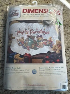 Dimensions Christmas Bears Quilt stamped cross stitch kit, #8737, NIP - Picture 1 of 5