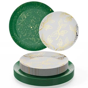 Christmas Plates Disposable 40 Pcs Christmas Dinnerware Set Christmas Plastic Pl - Picture 1 of 6