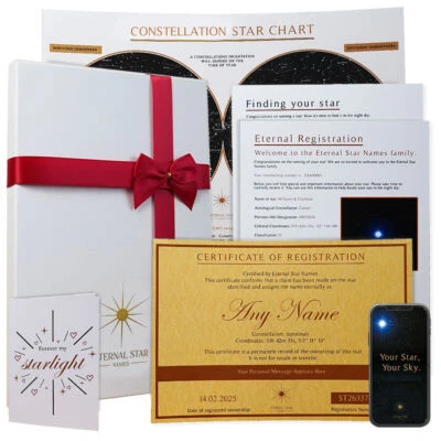 ETERNAL STAR NAMES Unique Name A Star Gift for Your Anniversary Gift Set For Her Or Him
