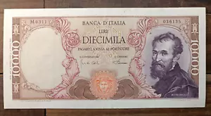 04 January 1968 - Michelangelo Livres 10.000 (Card Genuine Nn Treaty) - Picture 1 of 2